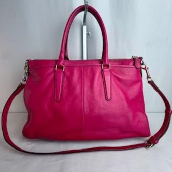 Coach AUTHENTICATED Madison Pebbled Leather Satchel Tote Bag โ Hot Pink - Picture 4 of 14